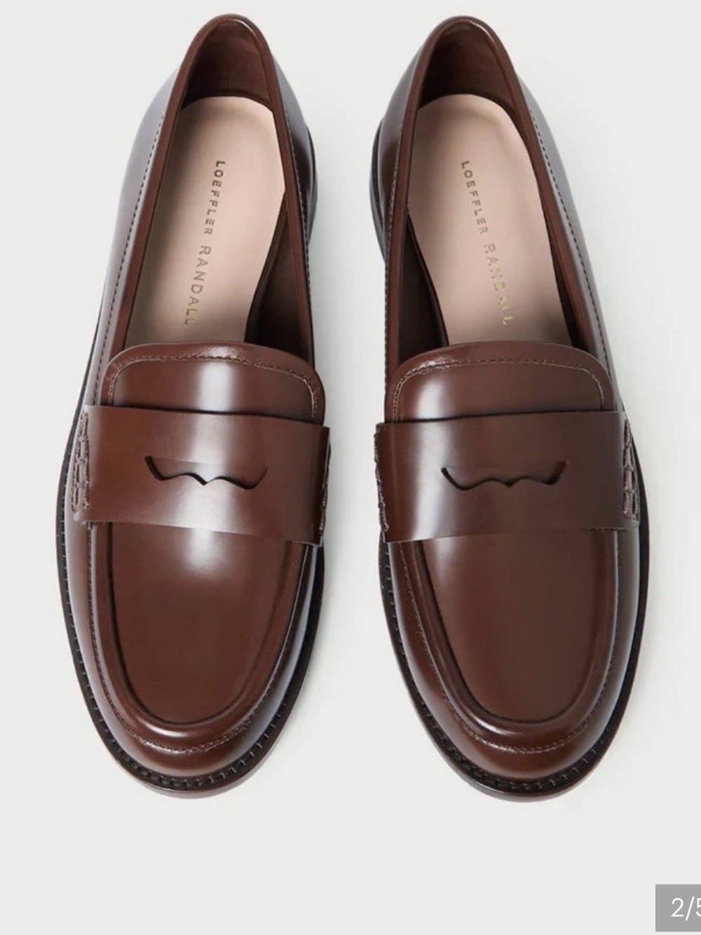 Loeffler Randall Rachel Espresso Brown Leather Classic Penny Loafers